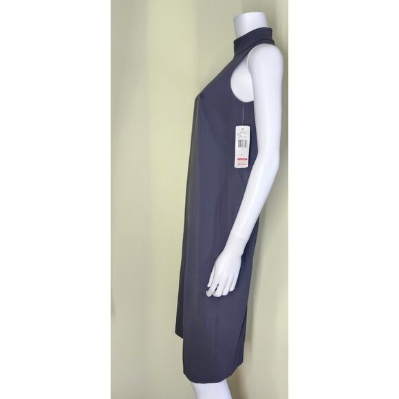 Jones New York High Neck Sheath Dress Size 4 Gray Sleeveless Pencil Office Core - Picture 2 of 8